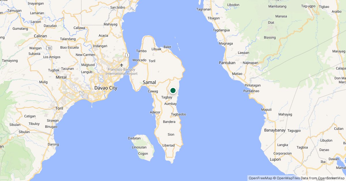 Map of Mt. Puting Bato (Samal)’s location